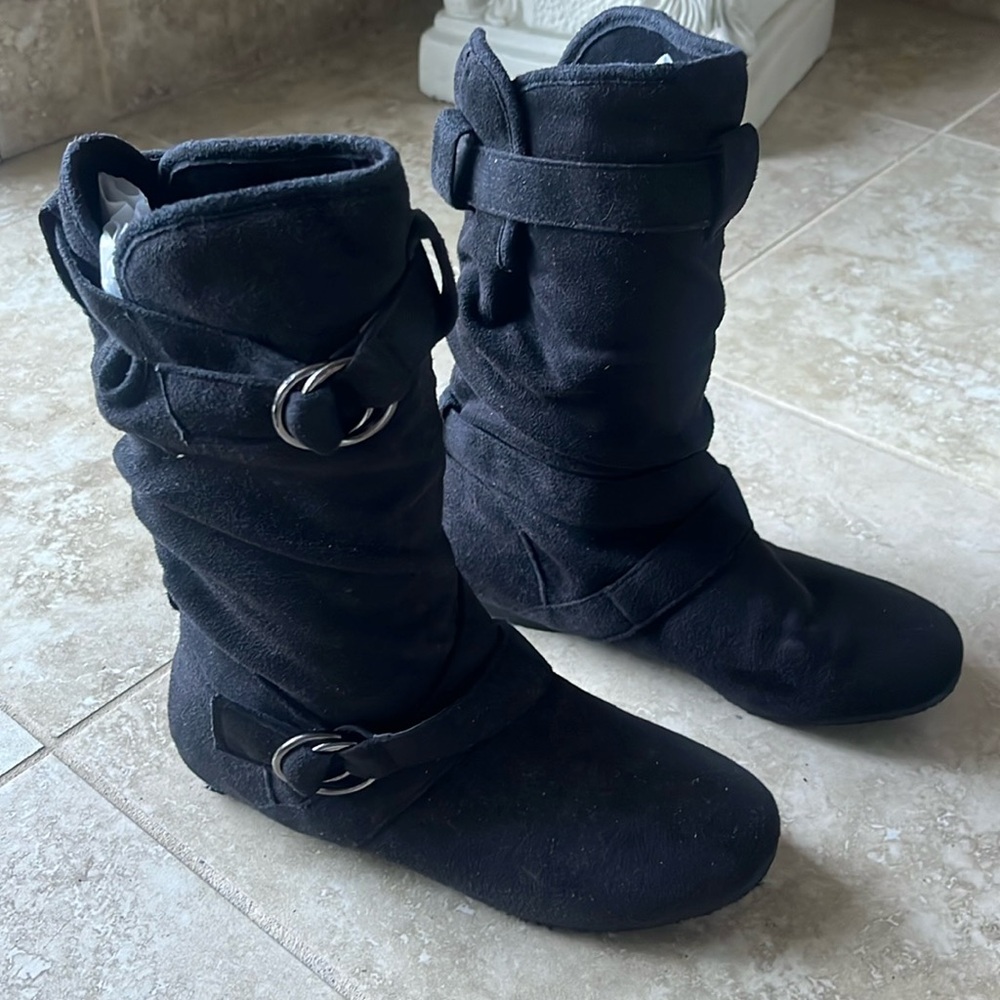 Sierra Black Buckle Slouch Boots size 6